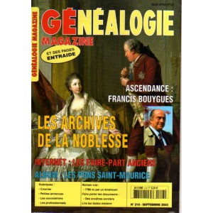 Généalogie magazine n° 218 - septembre 2002