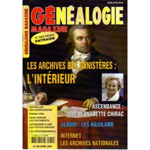 Généalogie Magazine n° 225 - avril 2003